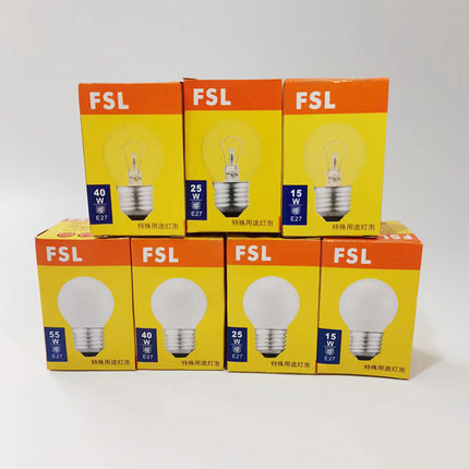 佛山照明FSL钨丝灯泡15W25W40W60W暖光E14可调光磨砂透明小圆球泡