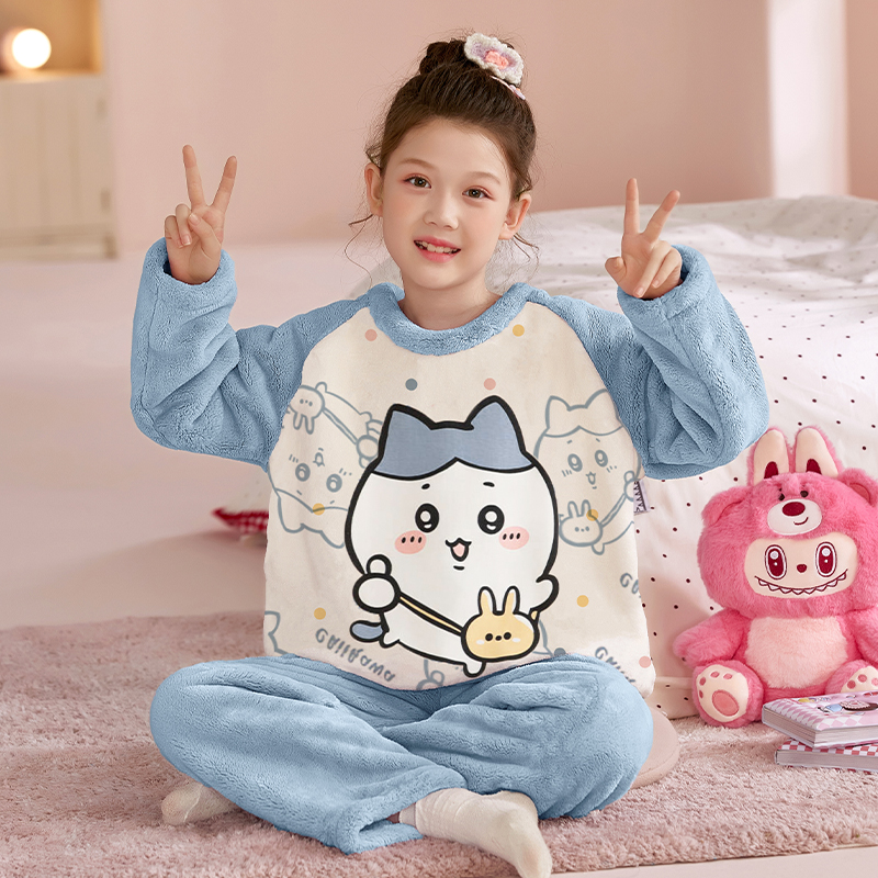 女童法兰绒秋冬公主睡衣