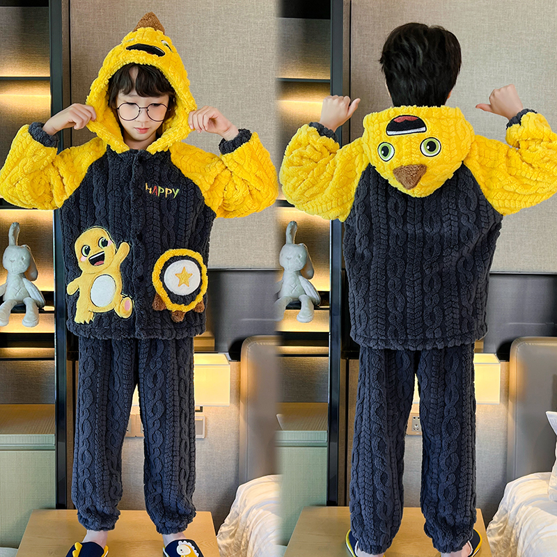 女童麦穗绒冬天奶龙睡衣
