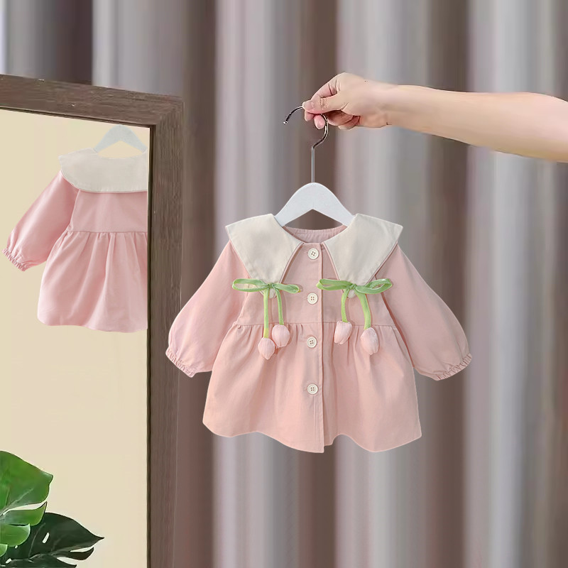 女童外套春秋款2025新款韩版儿童风衣中长款女宝宝秋装洋气上衣潮