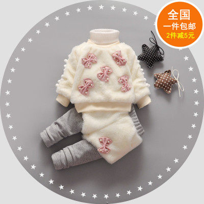 女宝宝秋冬装套装0岁1潮2韩版3女童4儿童两件套加绒5婴儿公主衣服