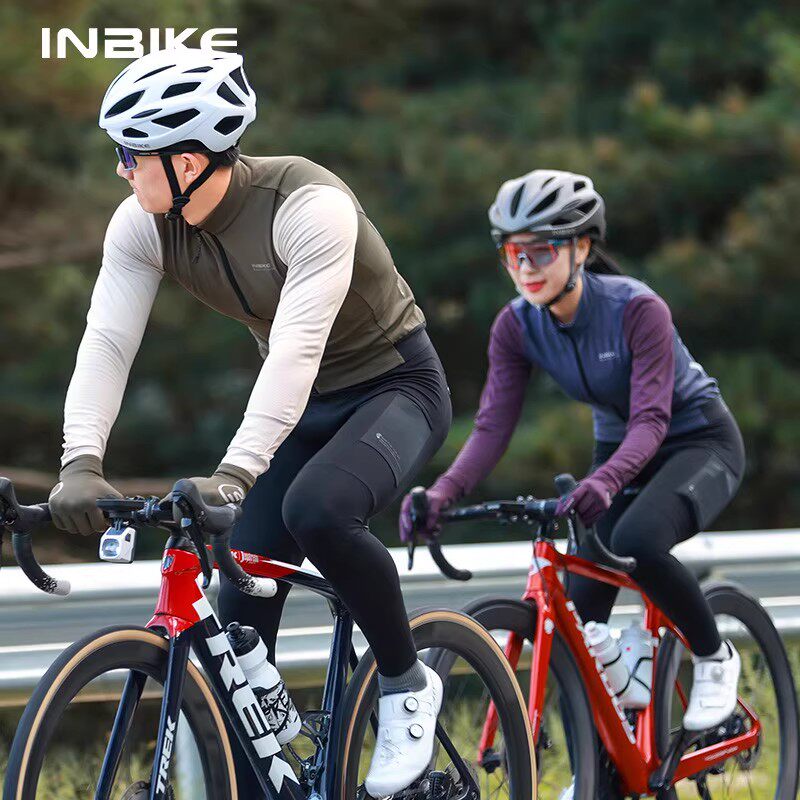 INBIKE 5-15度男女抓绒保暖骑行服套装长袖秋冬季加绒公路自行车