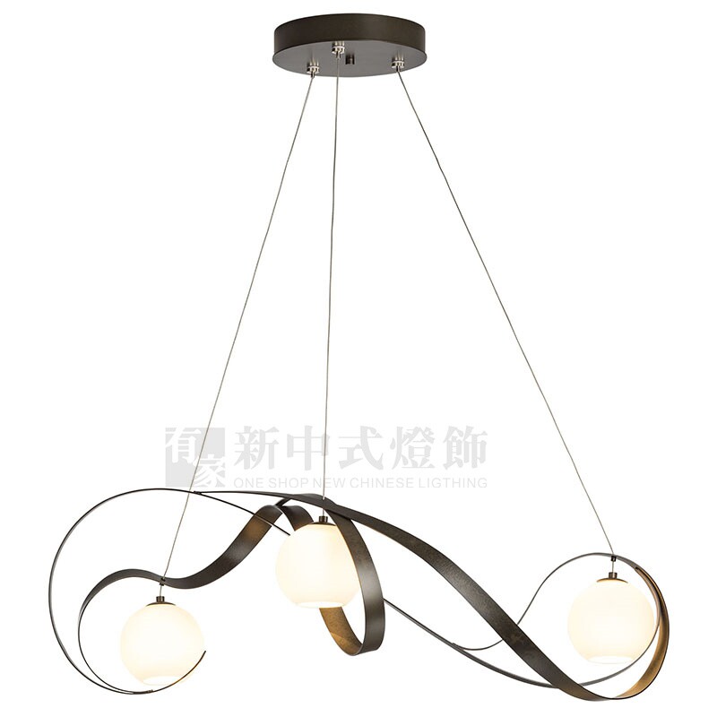 北欧创意铁皮弯曲玻璃圆球吊灯酒店样板房会所别墅前吧台餐厅吊灯