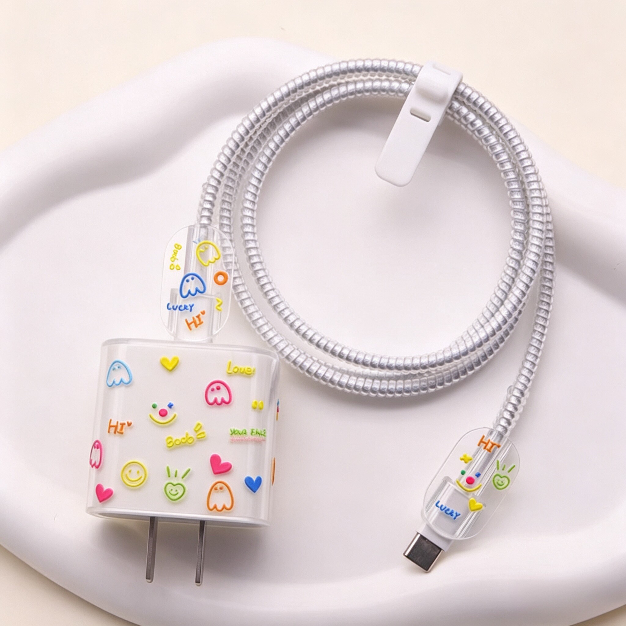 适用苹果17promax数据线保护套15充电头软壳16/14电线缠绕绳ipad