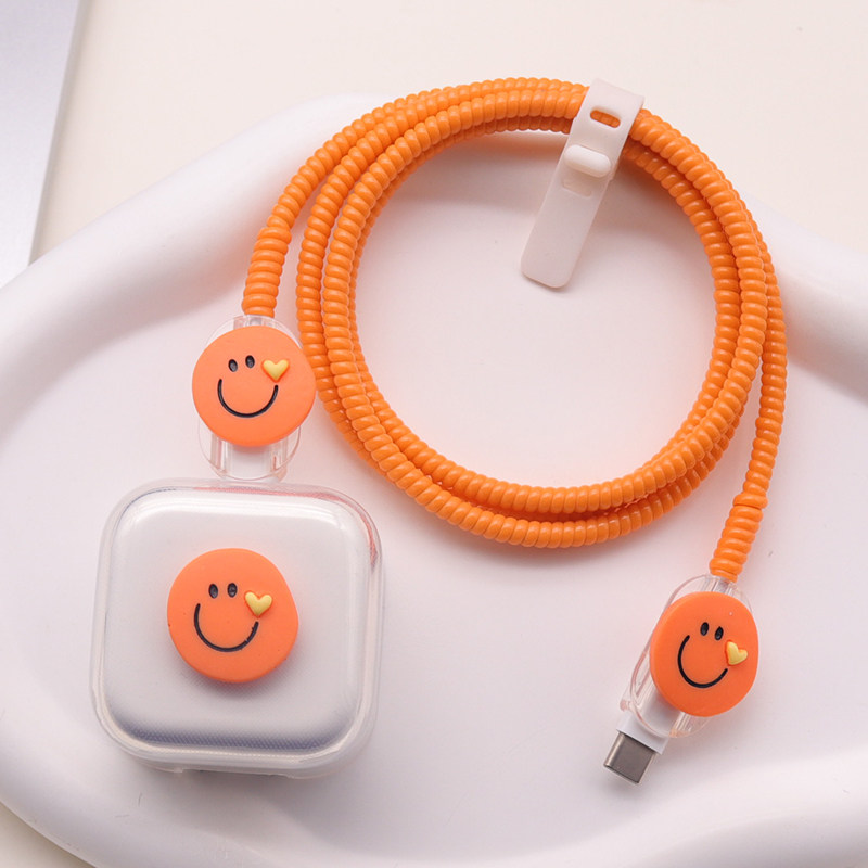 橙色17P适用40W苹果充电器软壳type-c编织数据线保护套16缠绕绳15