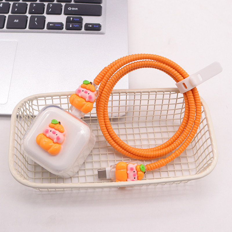 适用17promax苹果充电线type-c保护套16数据线缠绕绳ipad11插头壳