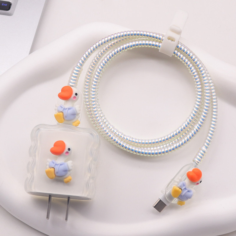 适用双C数据线保护套17pro苹果16max绕线器40W快充透明软壳15电线