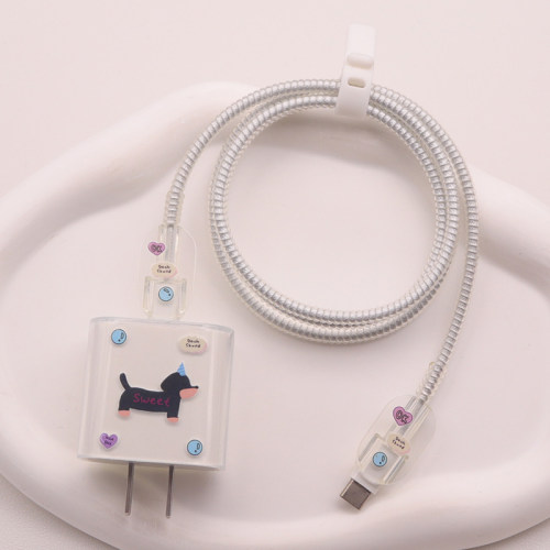 适用苹果18promax数据线保护套17充电器40W头套16充电线缠绕绳15