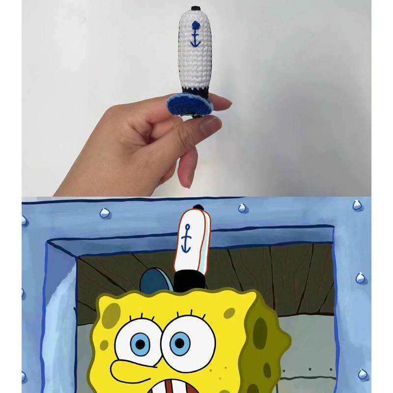 蟹堡王员工帽子针织海绵宝宝章鱼哥发饰员工帽发卡厨师帽子发夹