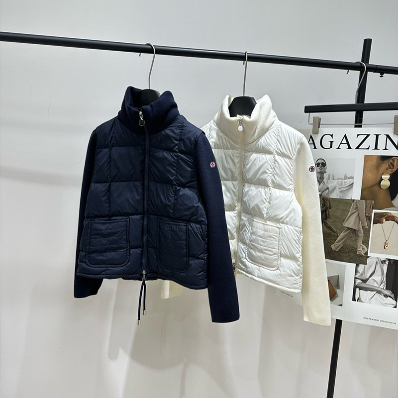 2025秋冬深圳南油双色立领拉链拼接白鸭绒羽绒服外套百搭女款上衣