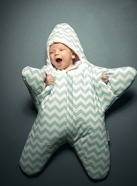 海星睡袋婴幼儿秋冬款加厚分腿睡袋宝宝纯棉新生儿防踢被睡觉神器