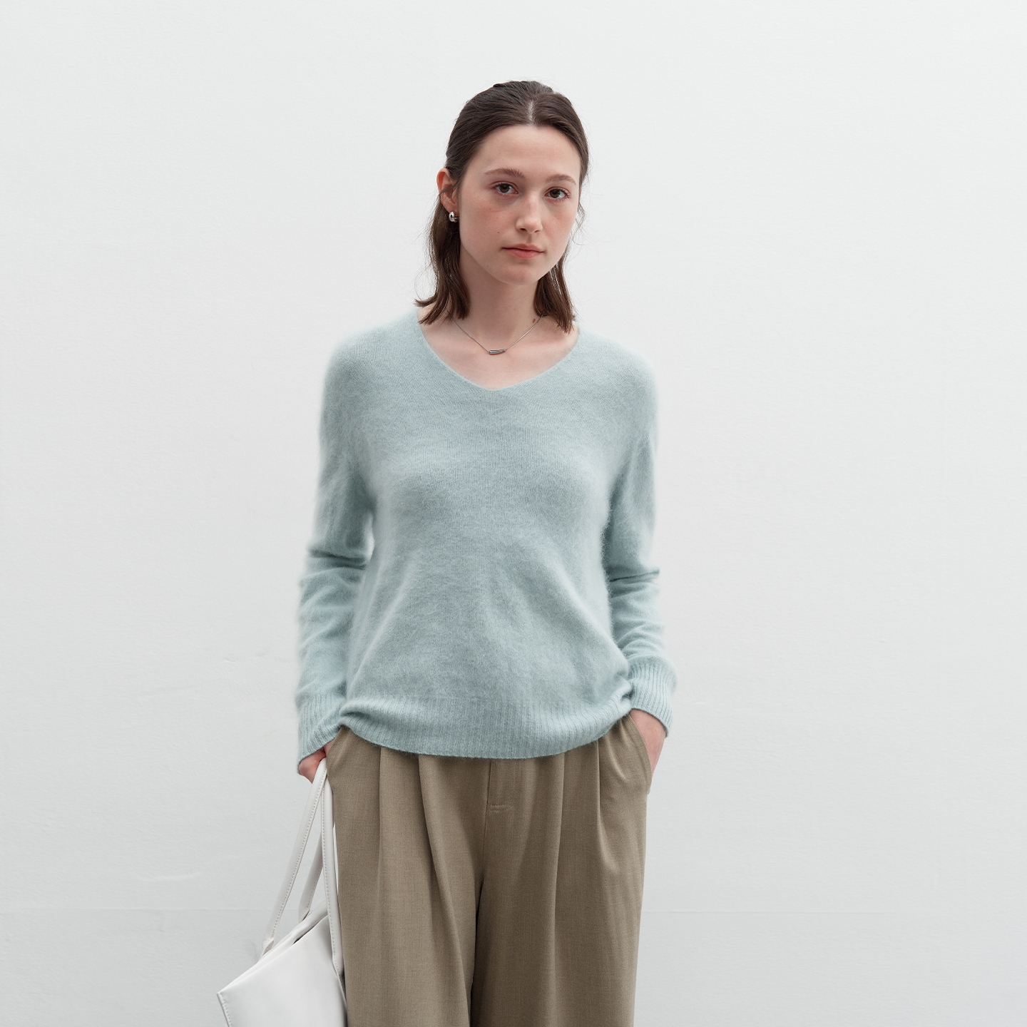 NOON蓬松纯色宽松羊绒毛衣