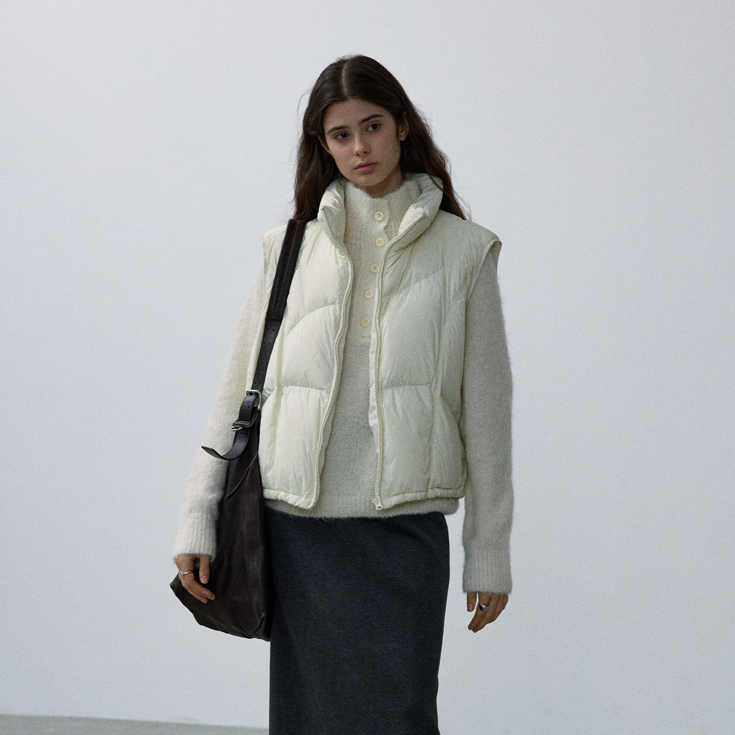 NOON蓬松白鸭绒时尚羽绒马夹