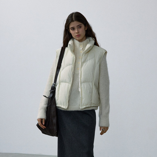 拉链立领短外套XT5768 新款 NOON蓬松白鸭绒时尚 羽绒马夹女2025冬季