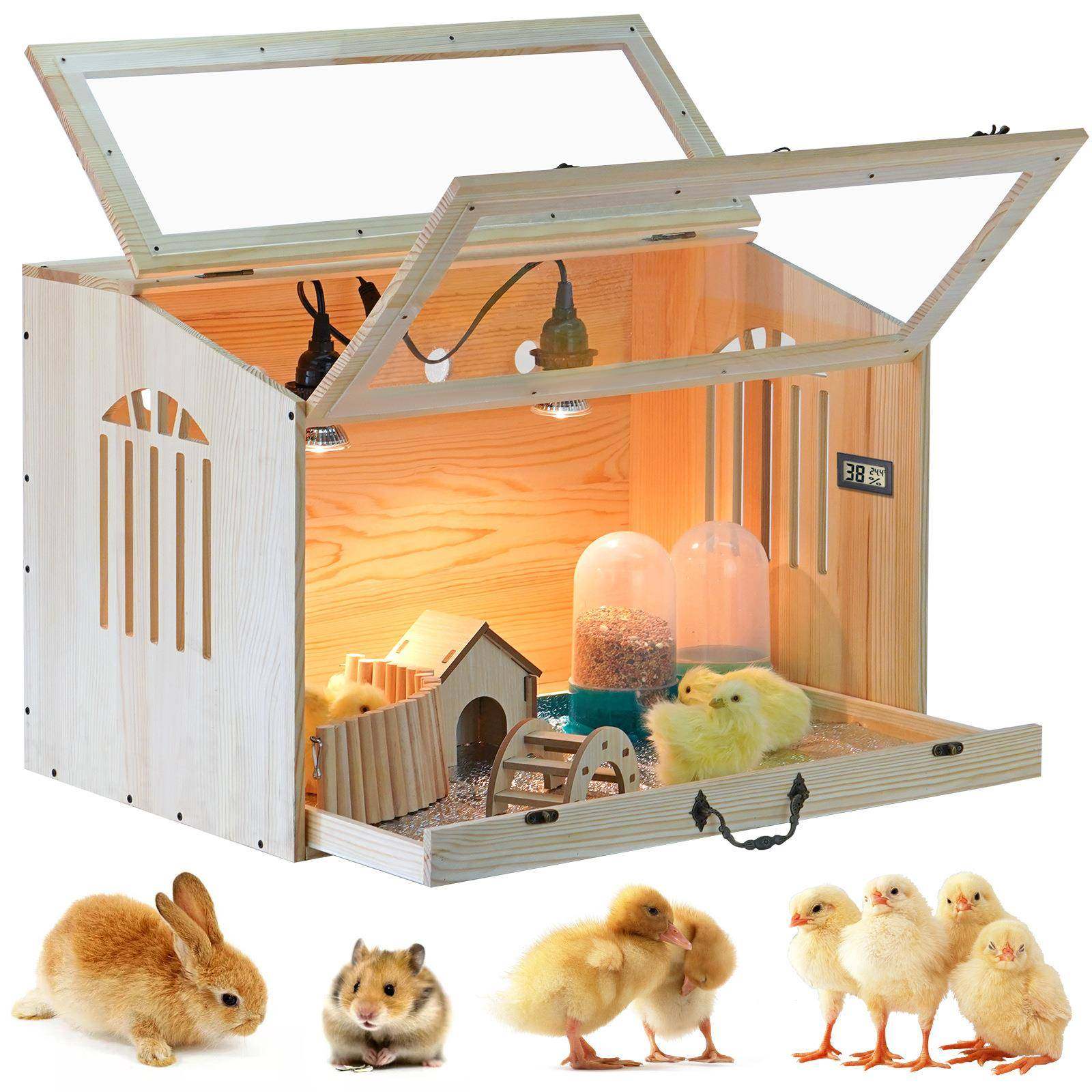 宠物育雏保温箱芦丁鸡饲养箱家用笼大号控温木质鸡育雏保温箱子