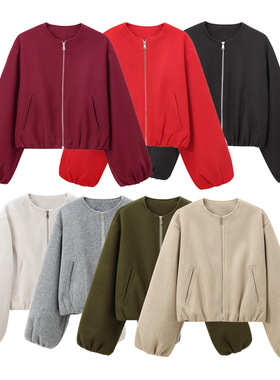 2025春秋季时尚百搭新款软质飞行员夹克外套亚马逊女装M56867