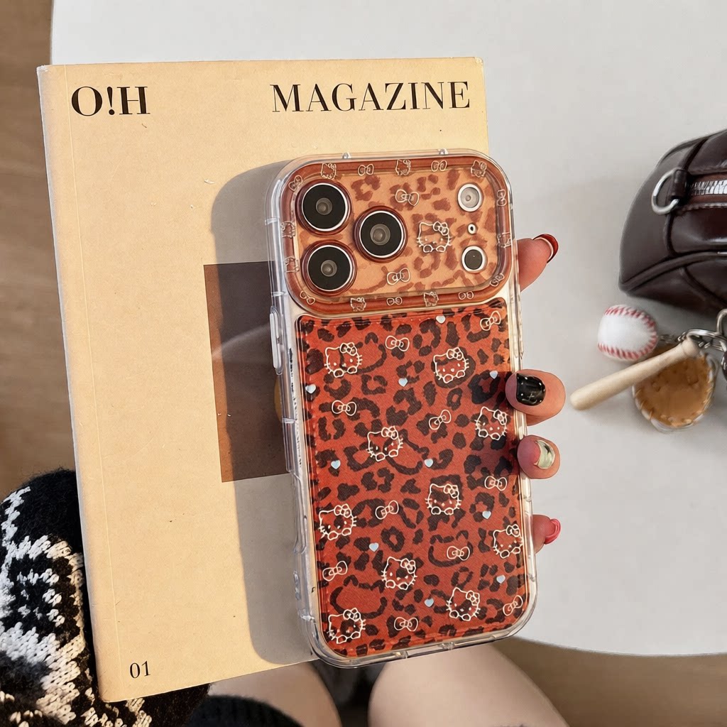 ins风豹纹HelloKitty苹果17手机壳适用iPhone17promax硅胶皮质精孔保护套16PRO防摔15软壳镜头全包14可爱卡通