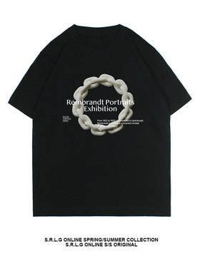 S.R.L.G 原创设计潮牌欧美街头短袖T恤项链印花纯棉百搭黑白TEE