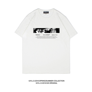 S.R.L.G T恤宗教油画印花黑白TEE 原创设计街头潮牌短袖