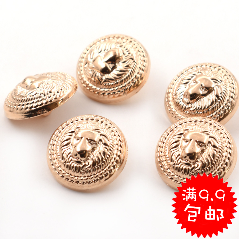 金色狮子头合金纽扣电镀金属高脚手缝扣子圆形大风衣百搭西服装饰