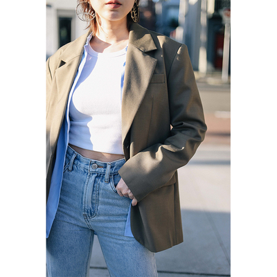 WouldYou长袖复古西装羊毛通勤