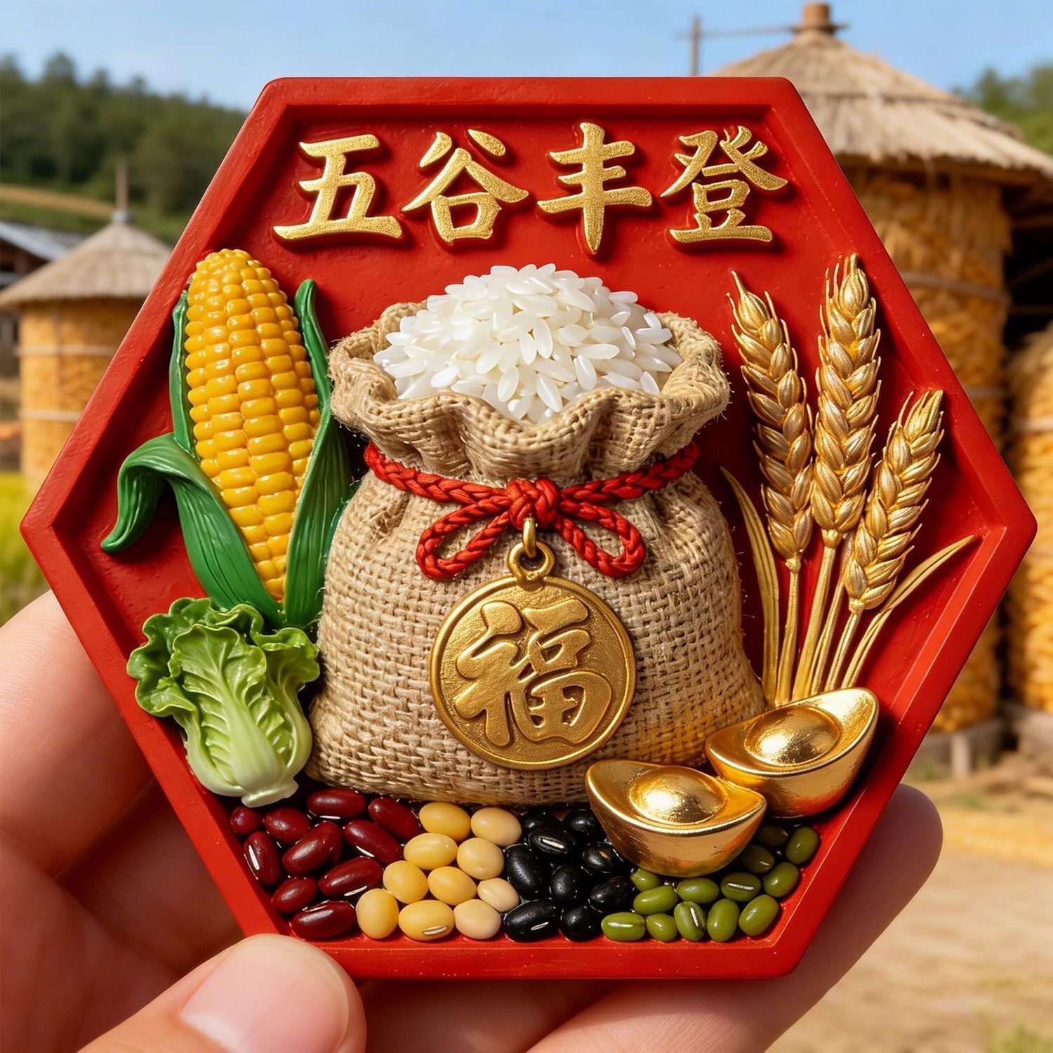 五谷丰登亚克力平面冰箱贴文创乔迁之喜装饰新居个性创意磁吸贴图片