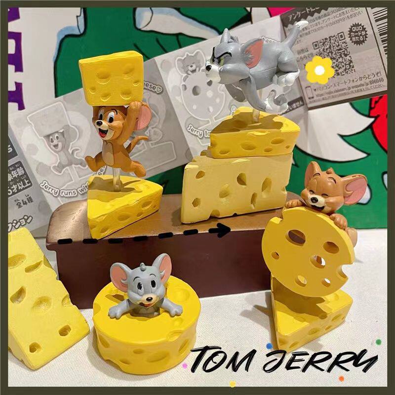 车载车内摆件猫和老鼠玩具正品盲盒奶酪汤姆蛋糕杰瑞手办桌面模型图片