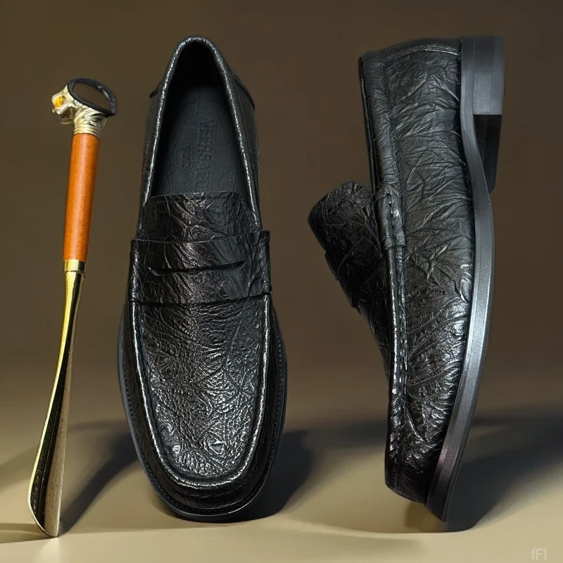 头层牛皮乐福鞋春季新款