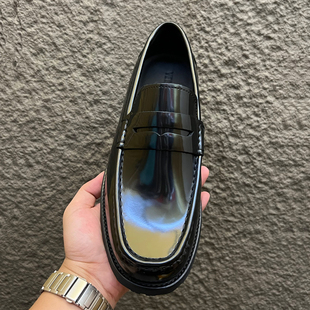 驾车鞋 豆豆鞋 商务英伦百搭亮面乐福鞋 一脚蹬休闲皮鞋 男真皮冬季