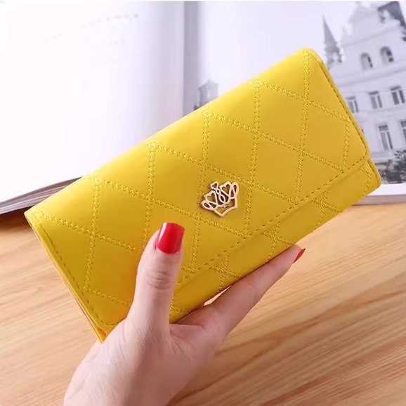 黄色钱包招财皮长款女薄超薄女士时尚新款金黄色钱夹包邮皮夹