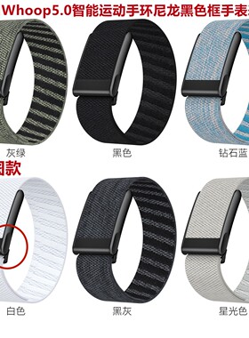 适用WHOOP5.0/MG智能运动手环带普通/心电图款尼龙手表带黑钛色框