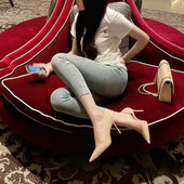 细跟气质高级不累脚绝美名媛单鞋 裸色高跟鞋 女2025新款 侧空abcxx