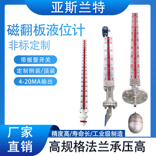 磁翻板液位计水位计玻璃管带远传4-20mA磁性开关浮子液位不锈钢