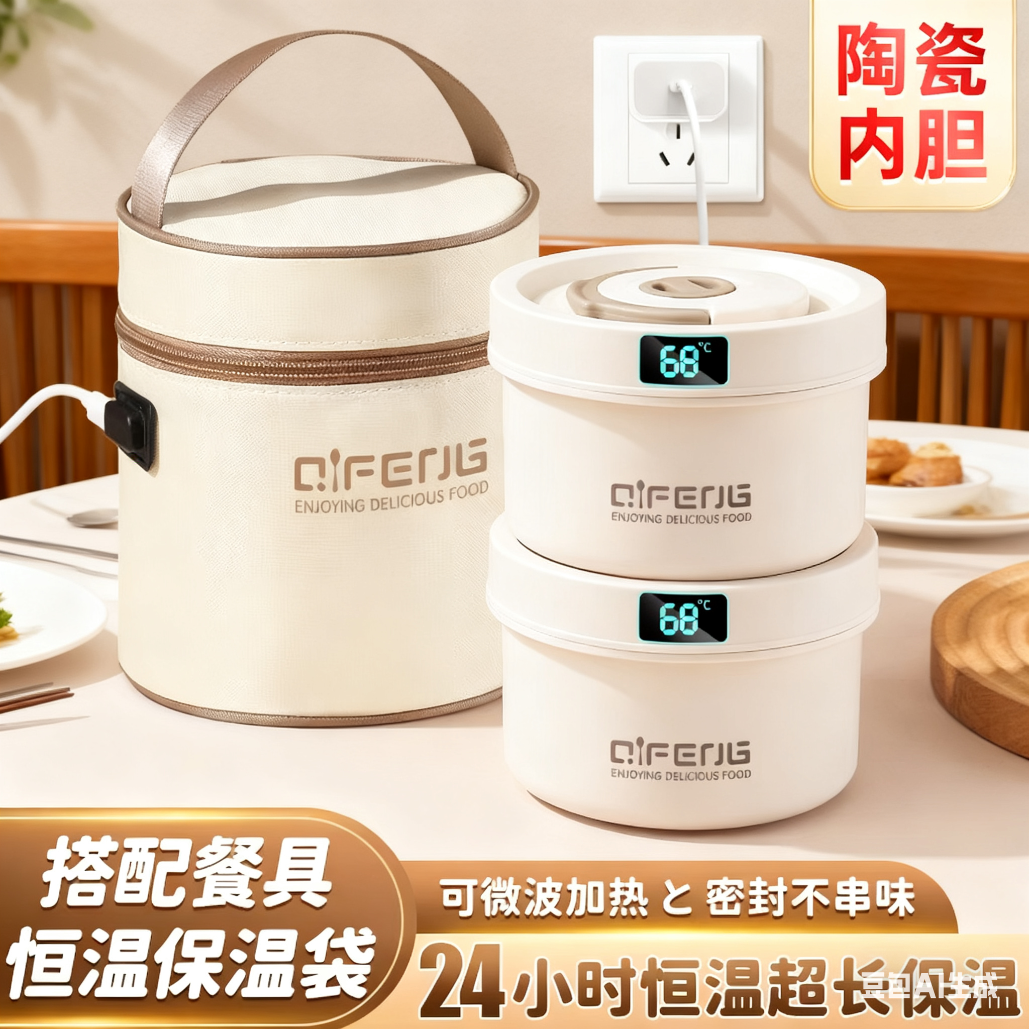 电热饭盒可插电加热上班族陶瓷内保鲜盒
