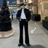 显瘦复古宽松微喇叭裤 XMOB 男潮流 黑色牛仔裤 男修身 2024新款 美式