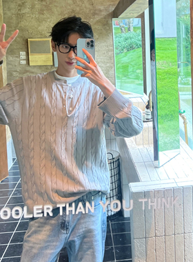 XMOB 2025秋冬新款亨利领灰色针织男宽松clean fit老钱风毛衣潮流