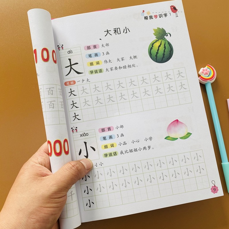 宝宝学前识字书幼小衔接入学准备教材 幼儿园小中大班看图认字大全 3-6岁幼儿带拼音学汉字部首笔画组词造句练习基础汉字描红