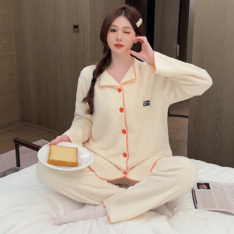 恒源祥半边绒睡衣女秋冬季软绵绵加厚甜美风胖mm加肥大码保暖家居