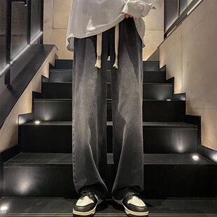 春夏季 恒源祥美式 男士 水洗牛仔褲 高街休閑褲 寬松直筒潮流百搭闊腿