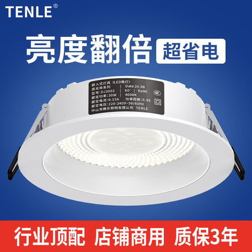 筒灯大功率嵌入式led开孔12公分24w中山灯具40瓦20cm超亮店铺商用