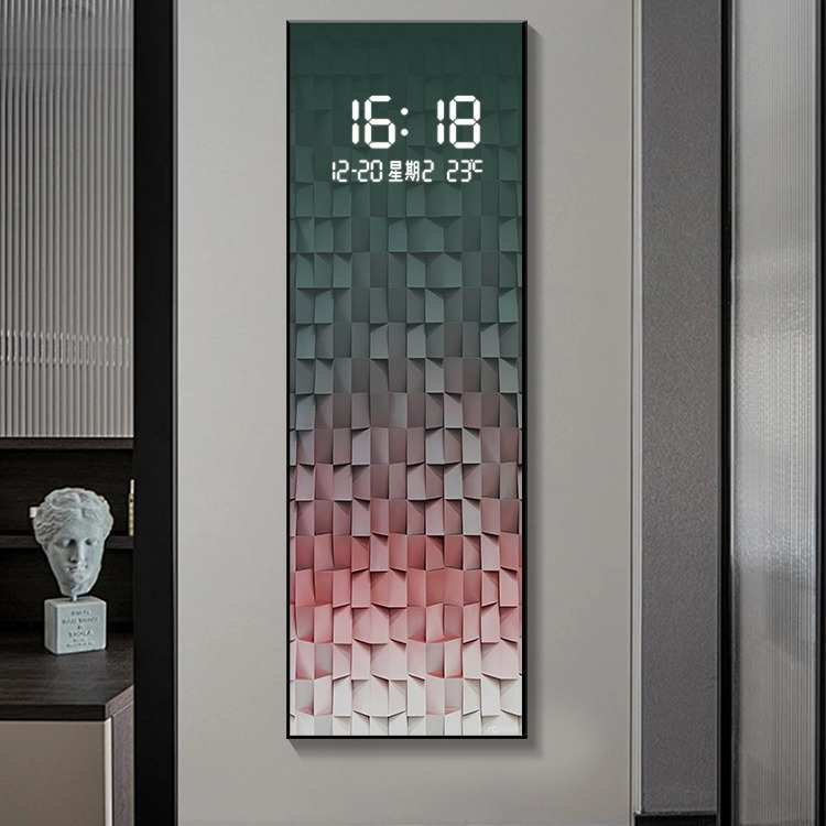 2023新款电表箱装饰画竖款带数显时钟电子钟餐厅配电箱遮挡挂画