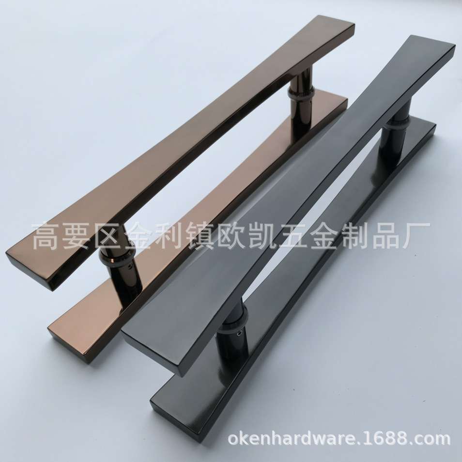 玻璃门把手不锈钢拉手电镀黑工艺拉手欧式咖啡厅西餐厅推拉门把手
