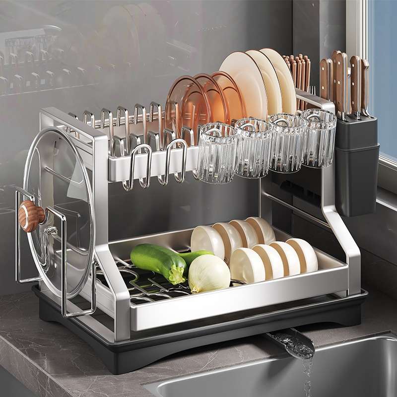 不锈钢厨房置物架碗碟碗盘沥水架多功能放碗架碗筷收纳盒碗架