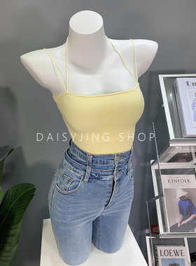 DAISYJING2025新款性感修身可拆卸胸垫吊带短款双肩带背心T恤女潮