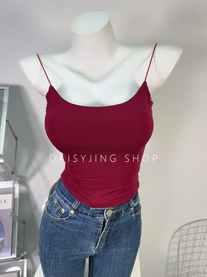 可拆卸胸垫弹力吊带背心新款纯欲