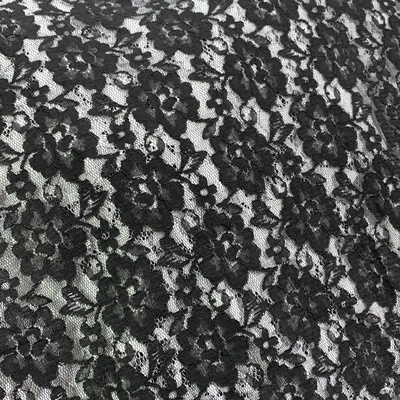 幅宽1.05米韩国进口黑色花薄款蕾丝布料微弹礼服旗袍连衣裙面料