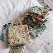 日系原宿柔棉小方巾 饰森女文艺春夏薄棉围巾丝巾头巾发带碎花 装