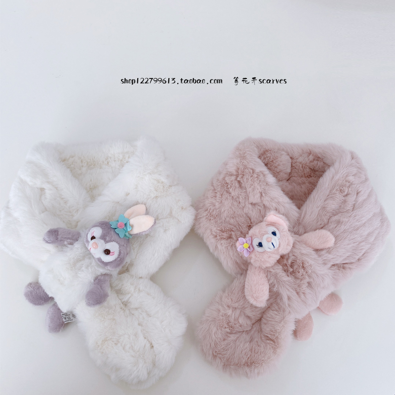 冬季小熊小兔子可爱毛绒围巾围脖