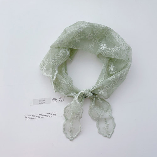 森系仙范蕾丝丝巾三角包头围巾