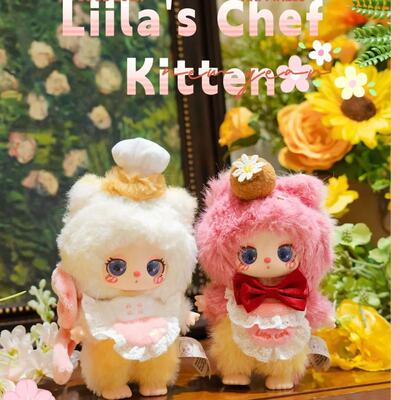 正版娃三岁联名莉拉V4甜品师小猫盲盒可爱娃娃潮玩毛绒挂件礼物